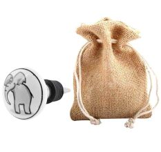 Grey Elephant Ceramic Flat Wine Bottle Stopper