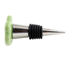 Lime White Dot Cloud Ceramic Wine Bottle Stopper