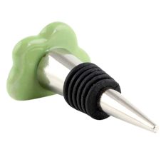 Lime White Dot Cloud Ceramic Wine Bottle Stopper