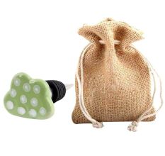 Lime White Dot Cloud Ceramic Wine Bottle Stopper