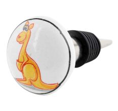 Orange Kangaroo Ceramic Flat Wine Bottle Stopper