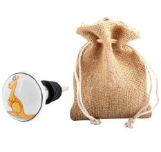 Orange Kangaroo Ceramic Flat Wine Bottle Stopper