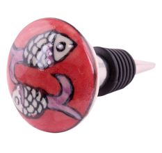 Peach Fish Flat Ceramic Wine Bottle Stopper