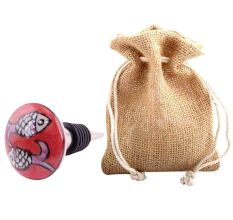 Peach Fish Flat Ceramic Wine Bottle Stopper