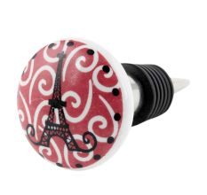 Pink Paris Eiffel Tower Flat Wine Bottle Stopper