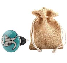 Sea Green Fish Ceramic Wine Bottle Stopper