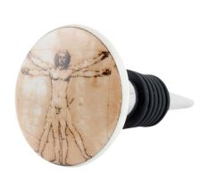 The Vitruvian Man Brown Flat Wine Bottle Stopper