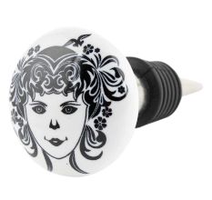 White Base Black Baby Flat Ceramic Wine Bottle Stopper