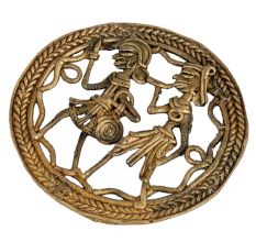 An Exquisite Brass Couple Celebrating Sculptures For Embellishment