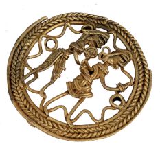 Gracefully Designed Brass Metal Decor Depicting Village Life