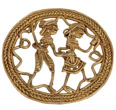 Fascinating Brass Decor Piece Depicting Farmer Couple