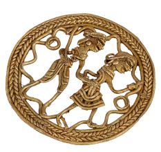 Fascinating Brass Decor Piece Depicting Farmer Couple