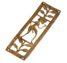 Luxurious Brass Metal Artwork Depicting A Man With A Flute