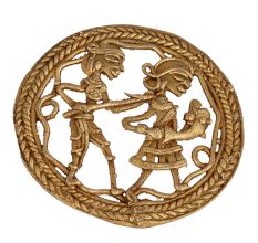 Admirable Brass Artwork Depicting A Fishermans Story