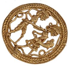 Admirable Brass Artwork Depicting A Fishermans Story