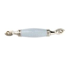 Grey Crackle Small Ceramic Silver Door Handles