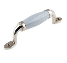 Grey Crackle Small Ceramic Silver Door Handles