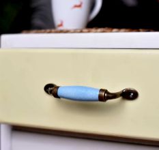 Turquoise Crackle Small Ceramic Antique Door Handles