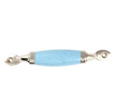 Turquoise Crackle Small Ceramic Silver Door Handles
