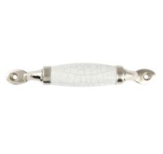 White Crackle Small Ceramic Silver Door Handles