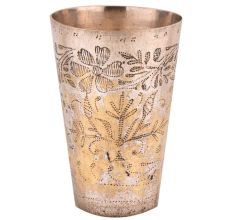 Brass Punjabi Glass Chiseled Flower Pattern