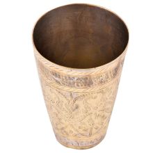 Hand Carved Floral Design Brass Lassi Glass
