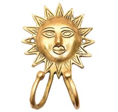 Handmade Brass Surya Dev Face Wall Hooks