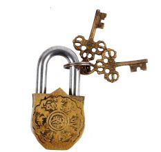 Brass Padlock with Relief of Australian Field Marshal With 2 Keys