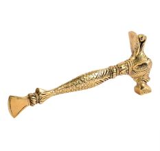 Brass Ornate Hand Carved Elephant Head Hammer Or Paper weight