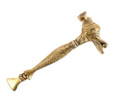 Brass Ornate Hand Carved Elephant Head Hammer Or Paper weight