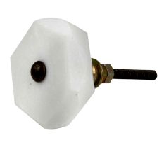 White Round Hexagon stone Cabinet knobs