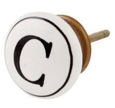 C Flat Alphabet Ceramic Drawer Knob