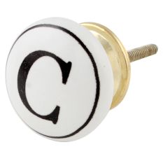 C Flat Alphabet Ceramic Drawer Knob