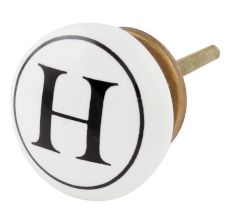 H Flat Alphabet Ceramic Drawer Knob