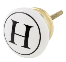 H Flat Alphabet Ceramic Drawer Knob