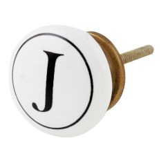 J Flat Alphabet Ceramic Drawer Knob