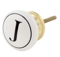J Flat Alphabet Ceramic Drawer Knob