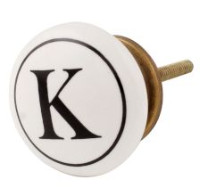 K Flat Alphabet Ceramic Drawer Knob