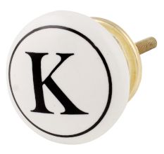 K Flat Alphabet Ceramic Drawer Knob