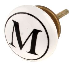 M Flat Alphabet Ceramic Drawer Knob