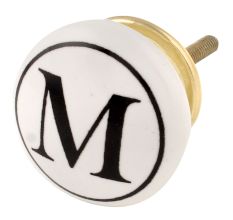 M Flat Alphabet Ceramic Drawer Knob