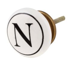 N Flat Alphabet Ceramic Drawer Knob