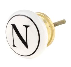 N Flat Alphabet Ceramic Drawer Knob
