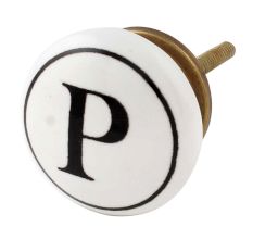 P Flat Alphabet Ceramic Drawer Knob