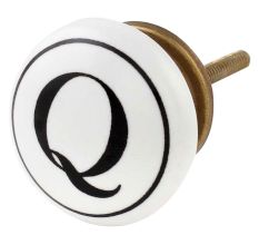 Q Flat Alphabet Ceramic Drawer Knob
