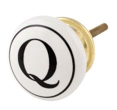 Q Flat Alphabet Ceramic Drawer Knob