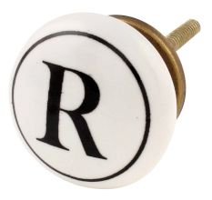 R Flat Alphabet Ceramic Drawer Knob