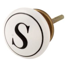 S Flat Alphabet Ceramic Drawer Knob
