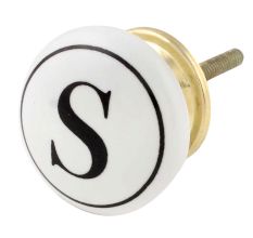 S Flat Alphabet Ceramic Drawer Knob
