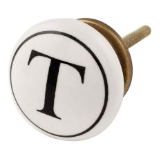 T Flat Alphabet Ceramic Drawer Knob